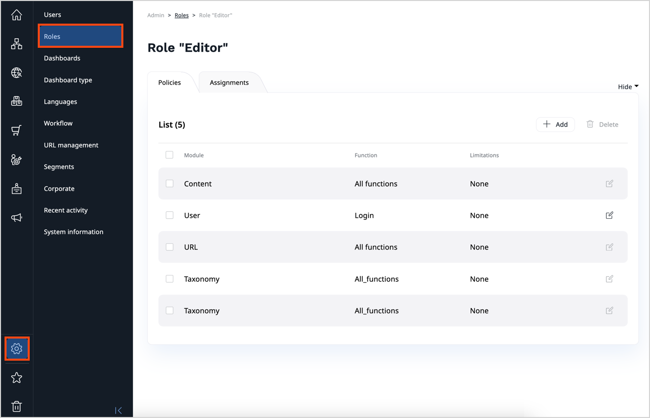 Editor role Editor role